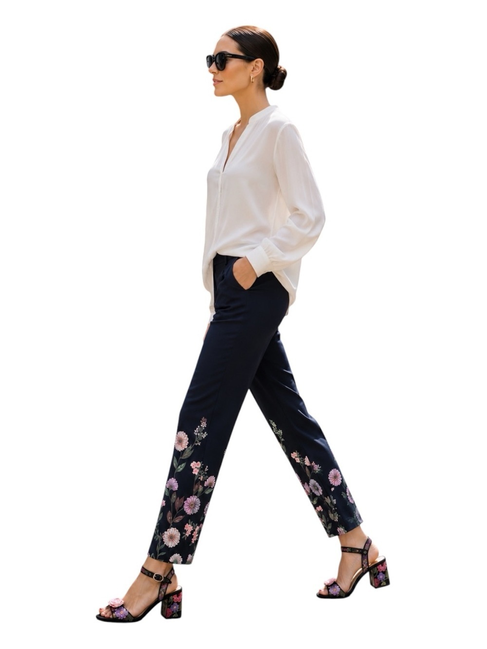 Alfani Floral Ankle Pants Black Tapered Leg Women’s 12 Boho Dress Resort